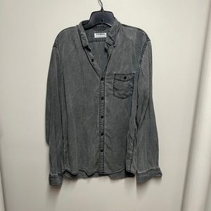 Women Express Acid Wash Black button down blouse Size L